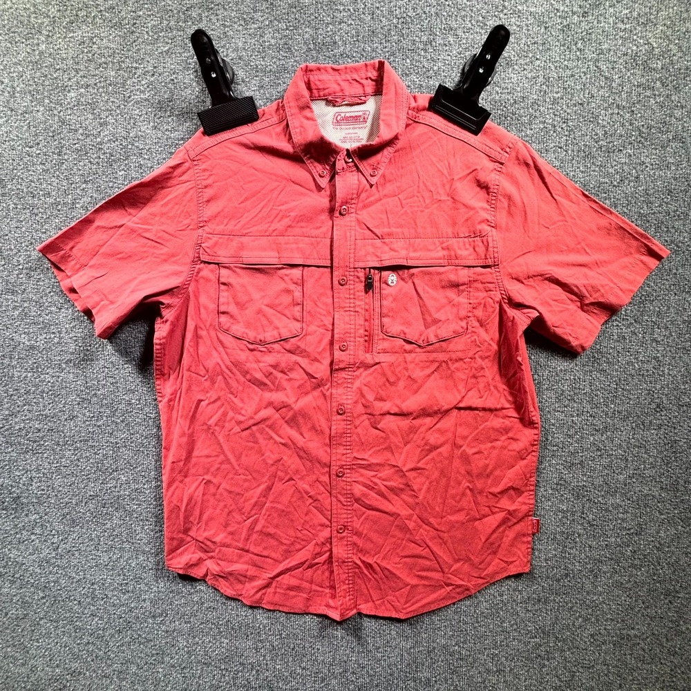 Coleman Shirt Mens L Coral Button-Down Utility Camping Hiking Outdoor Adventures